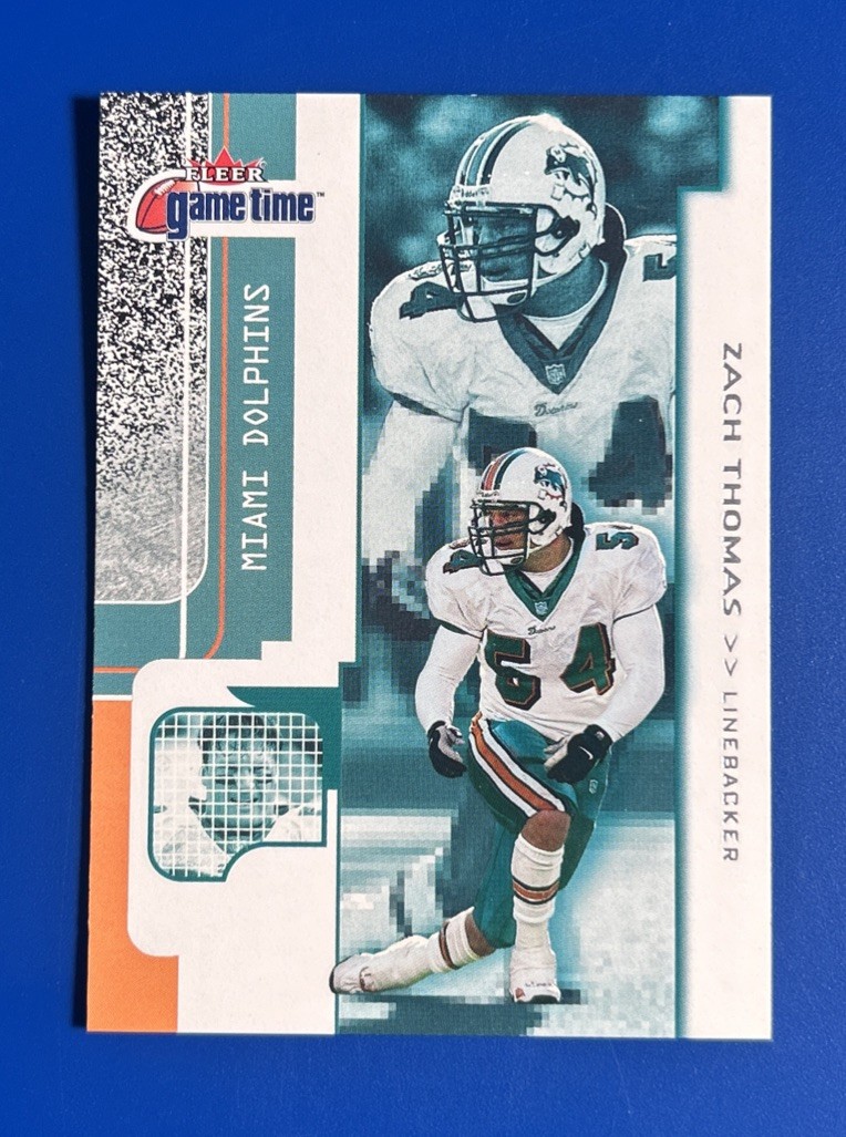 2001 Fleer Game Time Football Zach Thomas Miami Dolphins #70