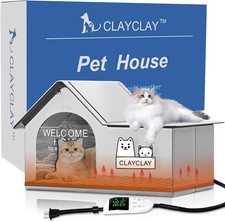 Heated Cat House Outdoor Pets Winter Shelter with Heating Pad Kitty Heated House