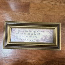 Joshua 24:15 verse, vintage wooden wall plaqu...