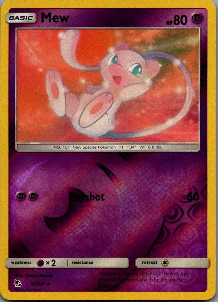 Mew Reverse Holo Rare Hidden Fates 32/68 Near Mint