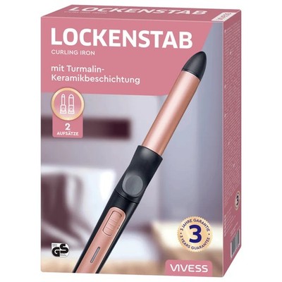 Lockenstab Turmalin- Keramikbeschichtung 2 Aufsätze: 19 mm 25 mm