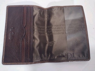 Tony Perotti Italy Leather Bifold Wallet Brown ID Window 5 Card Slots EUC