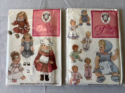 2er Set neue/ungeschnittene Design Debut Puppenkleidung Muster ~ 0074/0078 ~ 16 & 18 Puppen - Bild 1 von 2