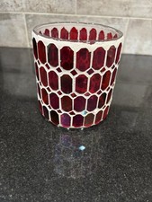 Mosaic Glass Candle Holder Pink/Rainbow Colors Beautiful