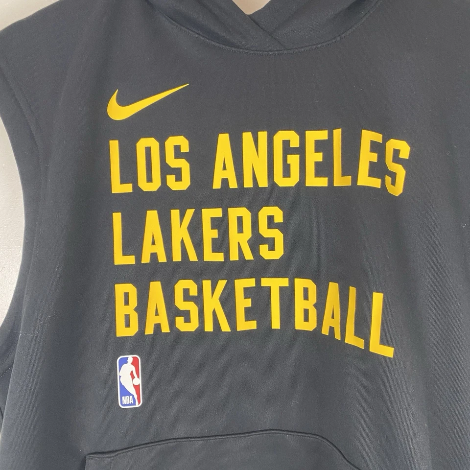 Nike NBA Los Angeles Lakers Jugador Emitido Negro Sin Mangas Sudadera con Capucha Hombres Talla DZ0485 Foto 3 de 4