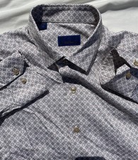 NWOT David Donahue Dress Shirt Medium Multicolor Geometric Cotton