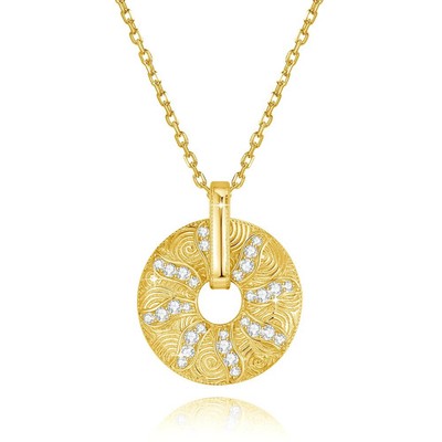 Sun Rays Dazzling Moissanite 925 Sterling Silver Pendant Necklace 18'' YG Gift