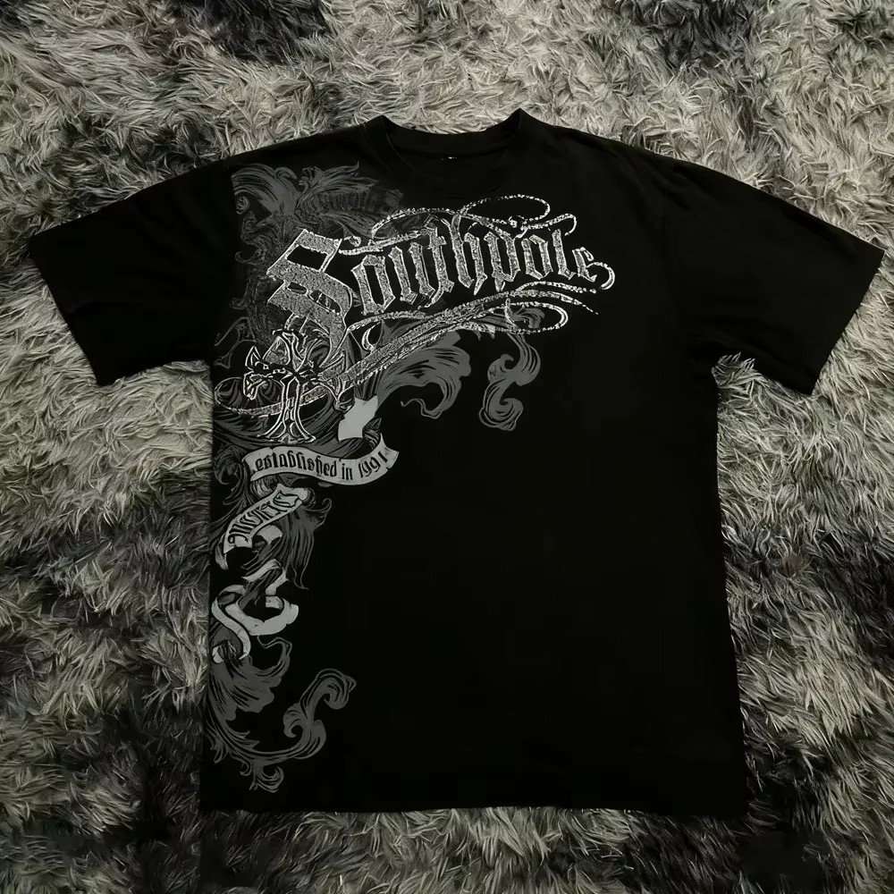 Camiseta Gráfica Estilo Southpole Para Hombre Ropa de Calle Gótica Estampado Y2K S–3XL