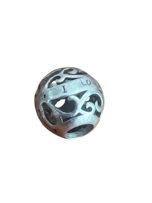 Pandora Sterling Silber Charm Bead I Love You Filagree Bamoer Rund 3/8'' 1,37g