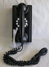 CROSLEY Wall Phone Black Retro Dial Push Button CR55 - Tested. w/ Phone Cord