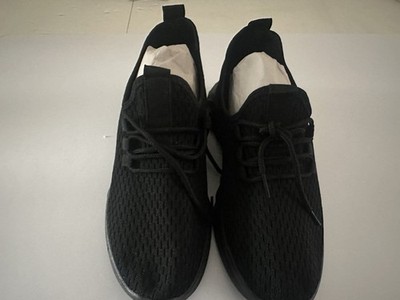 Black Mesh Low Top Lace Up Athletic Sneakers with Rubber Outsole
