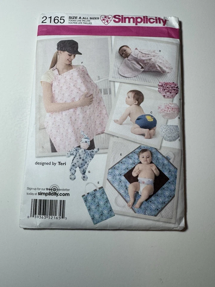 2011 Simplicity 2165 Pattern Diaper Cover Bunting Mat Nursing One Size Uncut 310 - Image 2 of 4