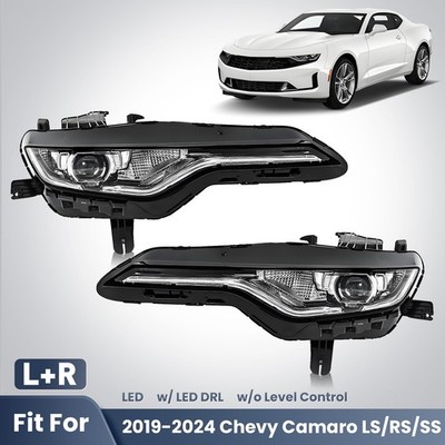 For 2019-2024 Chevy Camaro LED Headlight w/ LED DRL w/o Leveling Right+Left Pair