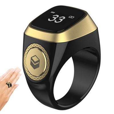 Smart Tasbih Tally Counter Ring For Muslims 5 Prayer Time Reminder OLED Display