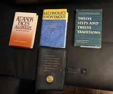 Alcoholics Anonymous AA Book Cover with AA Book, 12 Steps & 12 Traditions, AL-An