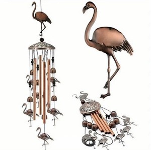 Large Flamingo Metal Wind Chimes Outdoor Garden 4 Tubes 6 Bells Home Decor Gift