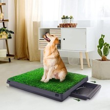 Indoor Dog Grass Pad with Tray, 25"x20" Potty Solution for Small Dogs, Easy Clea