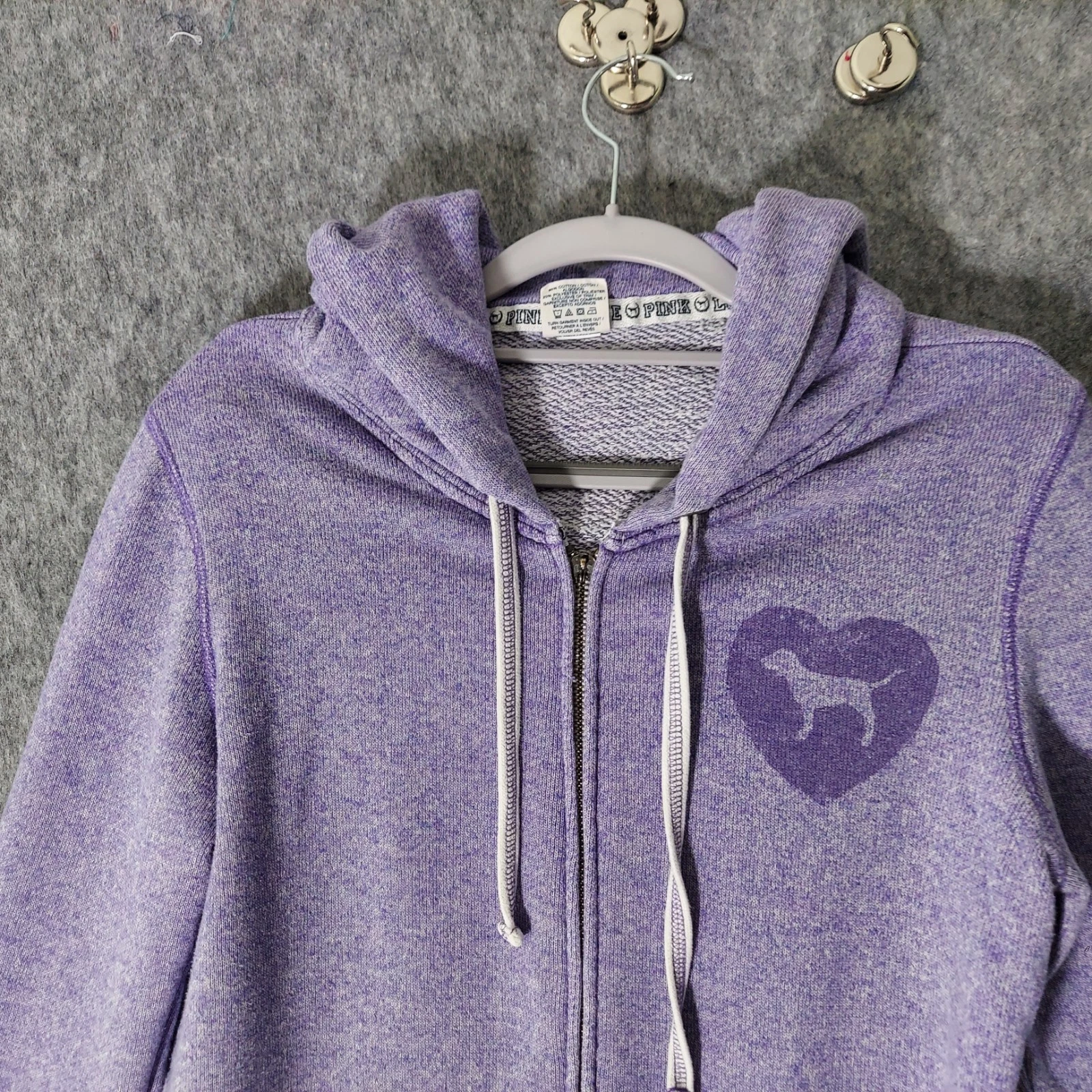UNDERCOVER Felpa con cappuccio Y2K Victorias Secret rosa M cerniera grande logo tasche viola tempo libero
