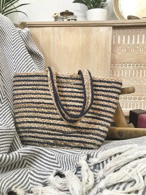 Handgeflochtene Jutetasche, gewebte indische Handtasche, große...