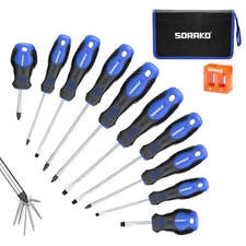 12 Piece Magnetic Screwdriver Set 5 Phillips and 5 Flat 1 Magnetising Tool 1 ...