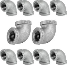 1/2 Inch 90 Degree Elbow, Malleable Iron Threaded Pipe Fitting, Galvanized