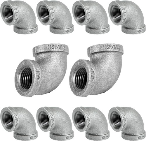 1/2 Inch 90 Degree Elbow, Malleable Iron Threaded Pipe Fitting, Galvanized