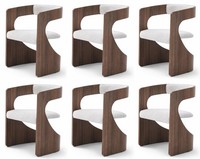 Stuhl Gruppe Weiss Stoff Holz Skulptural Ausdrucksstark Wohnlich Edel