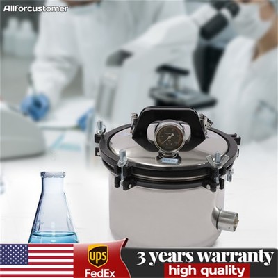 Portable 8L Pressure Steam Autoclave Sterilizer Stainless Dental Lab Equipment