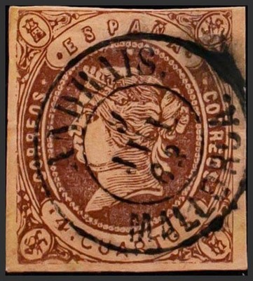 Balearic Islands. Philately. Used 58. 1862. 4 Brown Quarters. Cancellation Andra