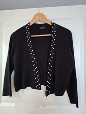 NEU* TAIFUN*eleganter kurze schwarzer Woll Bolero mit Perlen verziert **Größe 44