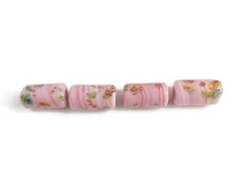 Vintage Pink Japanese Millefiori Tube Bead Lot 14mm, Lampwork Glass, Tombo Dama