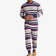 The Company Store Christmas Pajamas Set Men Small Fair Isle Organic Cotton NEW