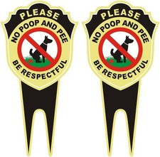 2 Pack No Dog Poop Sign Double Sided Aluminum Yard Lawn Garden Stake