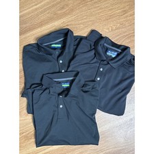 Lot of 3 Ben Hogan Performance Mens Black Short Sleeve Polo Shirts Recycled Poly