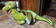 Vintage Dakin Green Plush Winged Dragon Stuffed Toy Animal Fire Breathing 24"