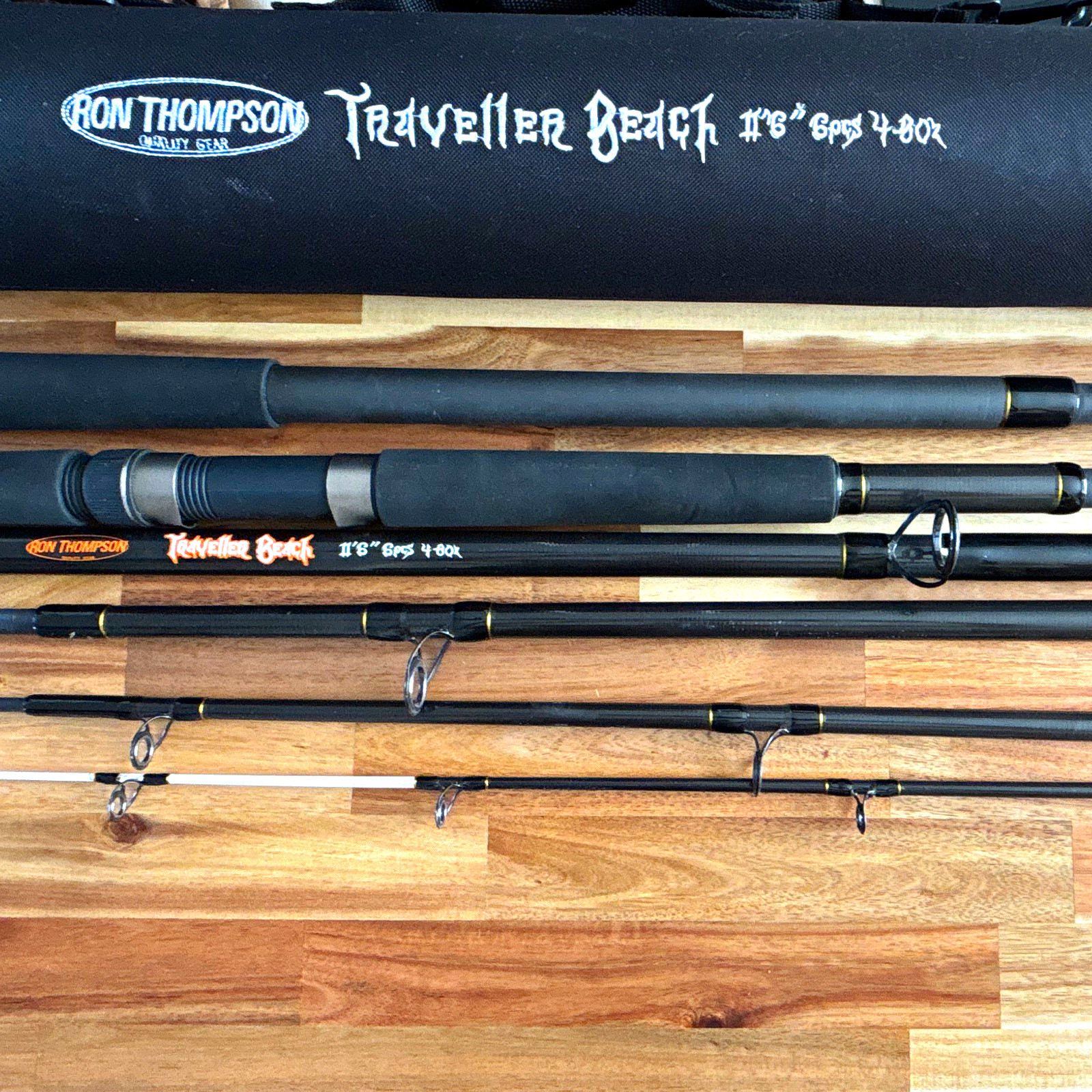 Ron Thompson Traveller Beach 11ft 6in6pc Carbon Surf Rod 4oz with sock and tube