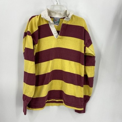 Thatcher & Cross L Rugby Gear Polo Shirt Red Yellow Stripe Long