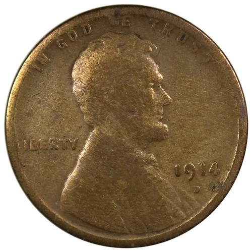 1914-D Lincoln Cent F+ FINE Circulated Better Date 1C Cleaned A3081