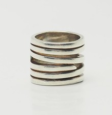 Fun wide modern sterling 925 silver ring size 7