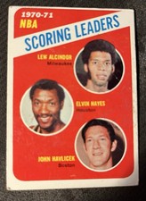 1971-72 Topps Basketball NBA Scoring Leaders Abdul Jabbar~Hayes~Havlicek