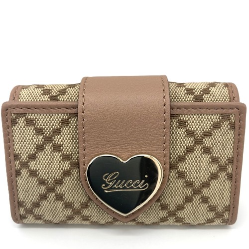 Gucci 6-ring key holder, GG canvas, Lovely Heart design,203551 Pre-loved
