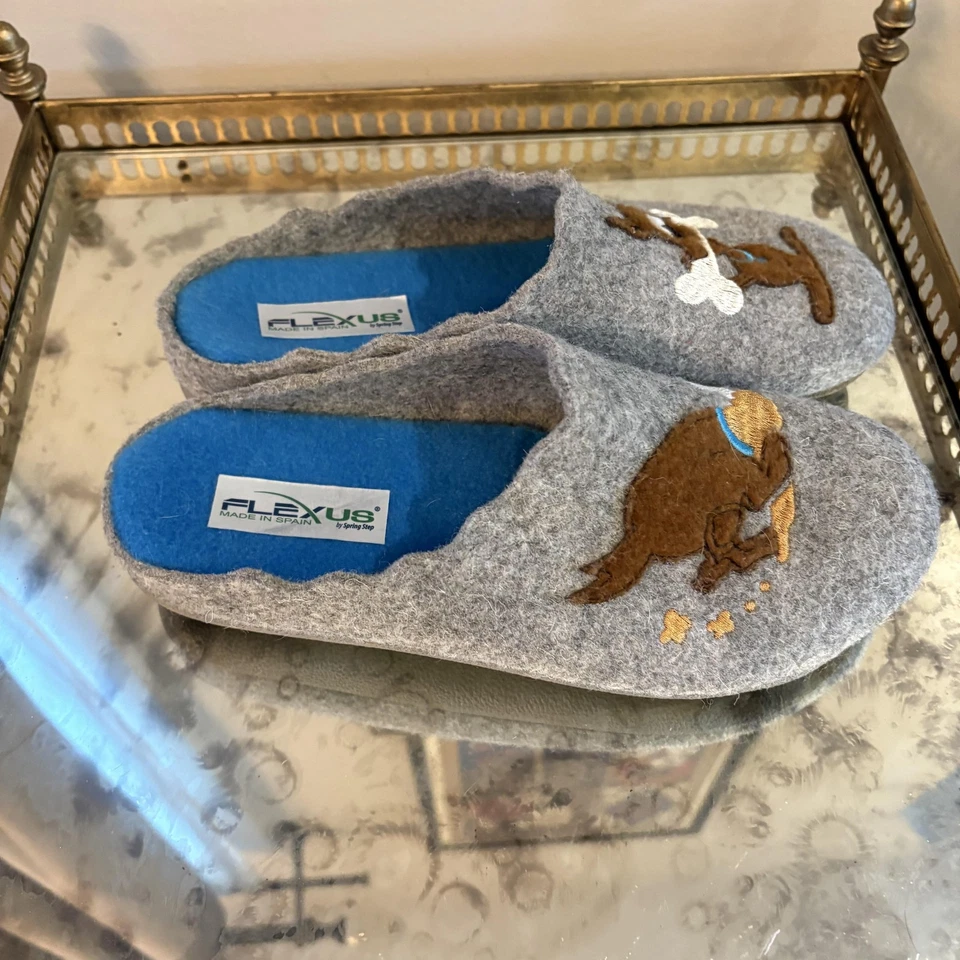 Zapatillas Flexus Mujer Talla 40 Gris Fieltro Hueso de Perro Cómodas Casa Zapatos Hechos en España Foto 4 de 4