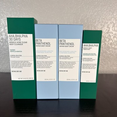 SOME BY MI AHA BHA PHA Body Care 4pc Bundle Body Cleanser Cream Toner Mist