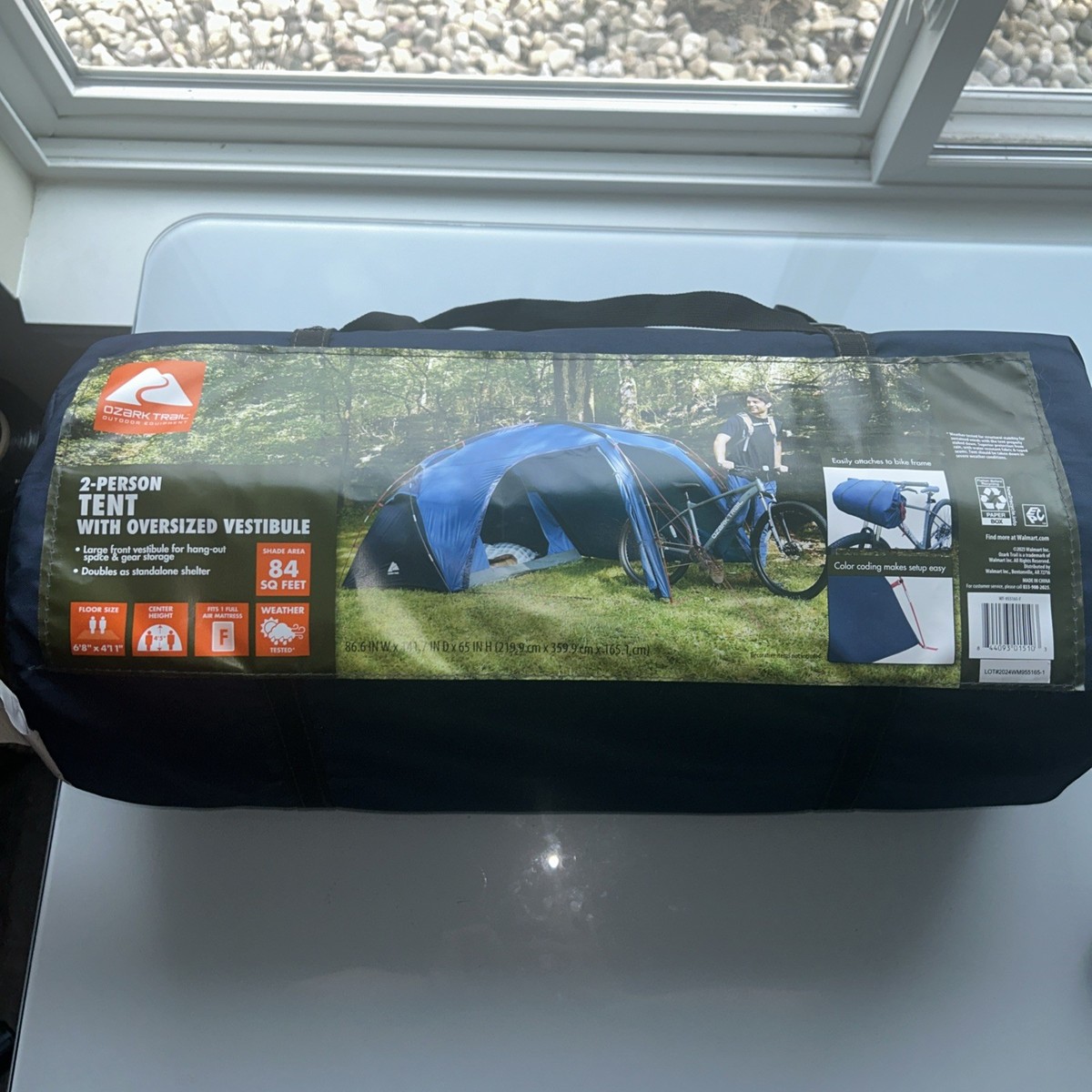 Ozark Trail 2-Person Tent w/ Oversized Vestibule Bike Shelter New