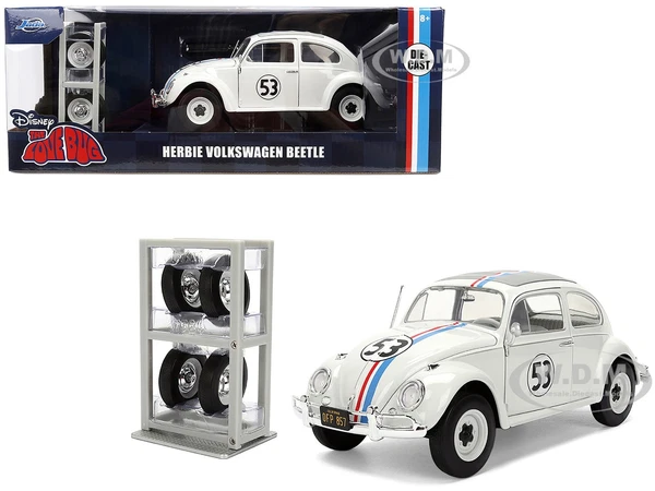 VOLKSWAGEN BEETLE #53 "HERBIE THE LOVE BUG" & EXTRA WHEELS 1/24 BY JADA 37584