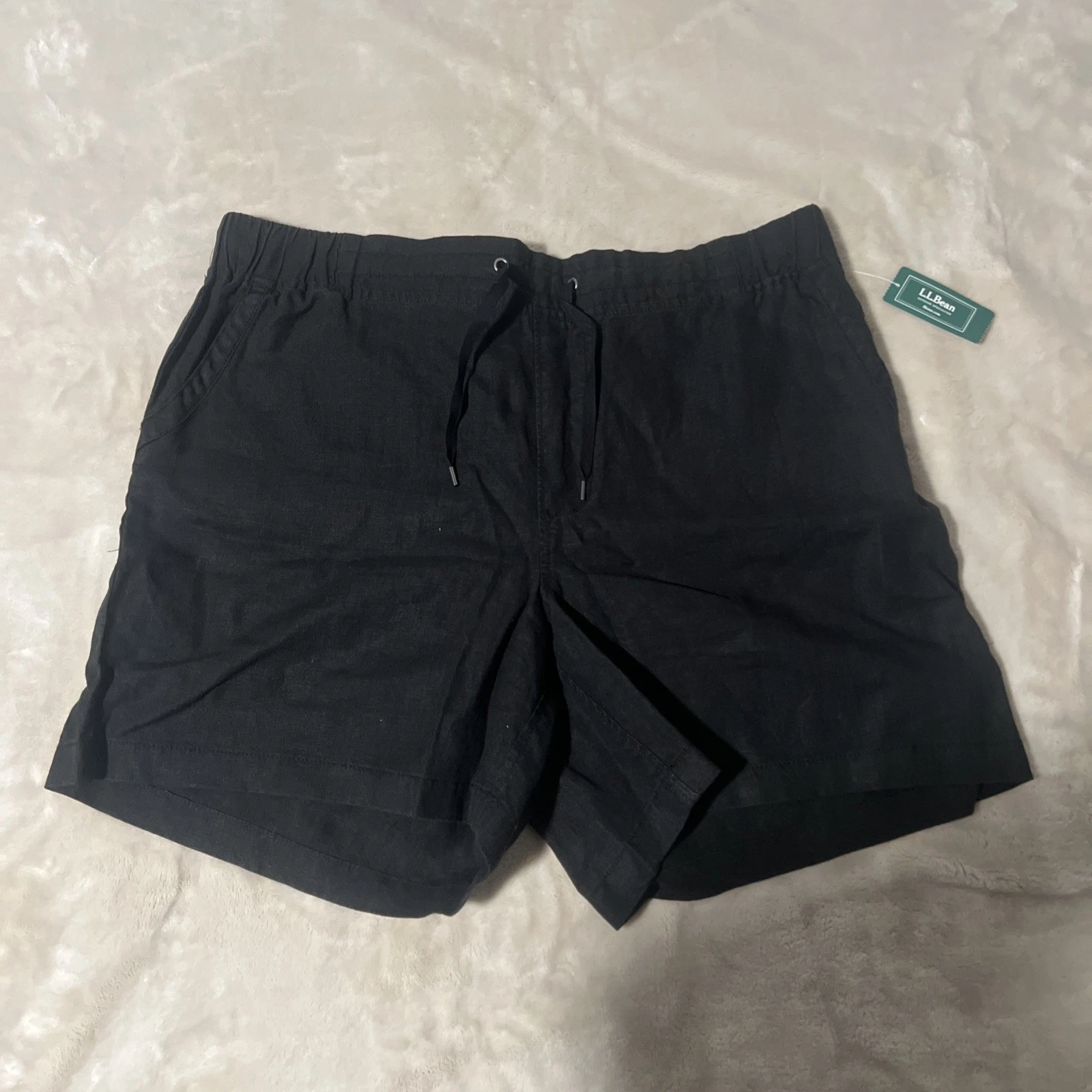 L.L. Bean Women’s Favorite Fit Linen Black Shorts Size 18 Regular Black NWT