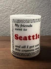 VINTAGE Seattle My Friends Got Me This Crummy Coffee Mug. Milk Glass 1970s RARE