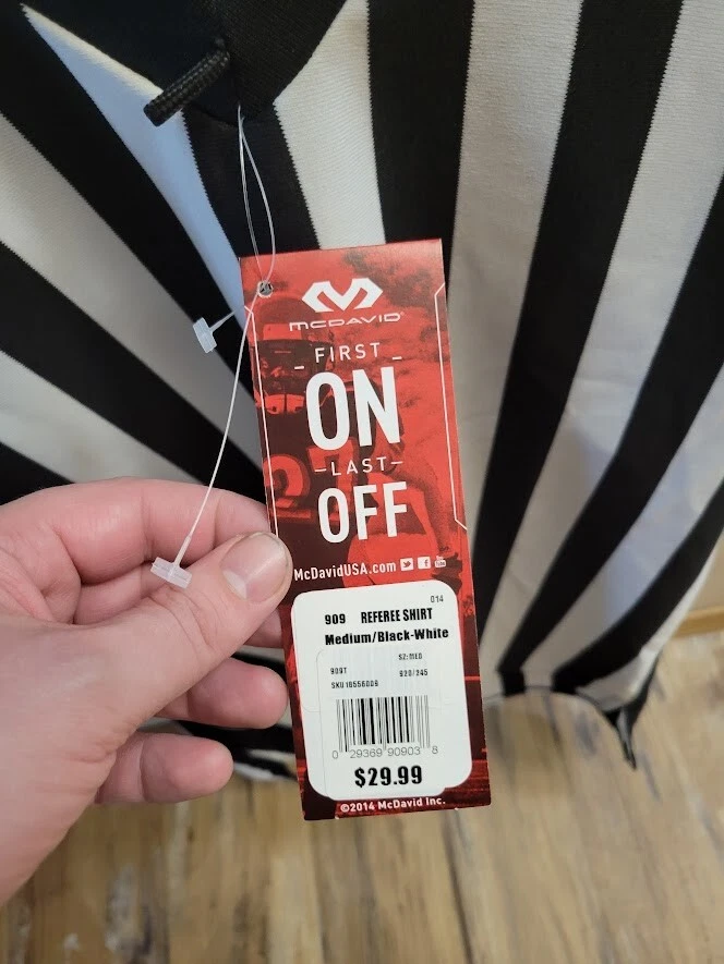 Camisa de árbitro Mcdavid blanca negra a rayas para hombre talla mediana Foto 3 de 3
