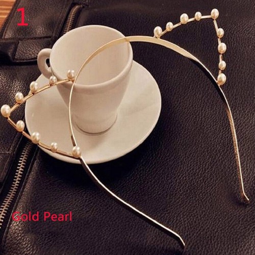 Girls Metal Cat Ears Pearl Headband Hair Band Fancy Costume Party Hairband UK - Picture 6 of 7