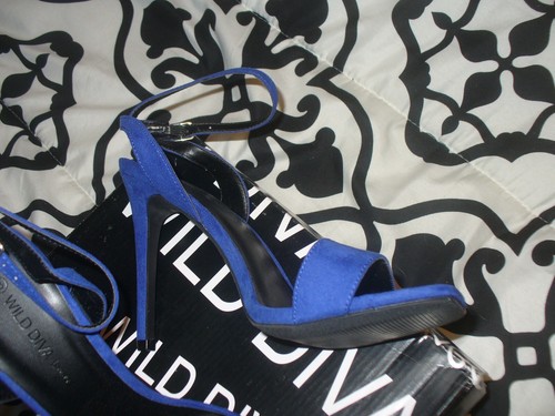Wild Diva Lounge Heels. Silletos Square Toe Royal Blue Connie-01A Sz 8M NWB - Picture 4 of 7